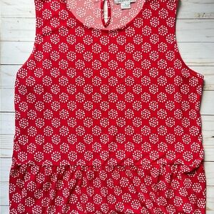 Liz Claiborne Red Sleeveless Peplum Blouse- Size: Large